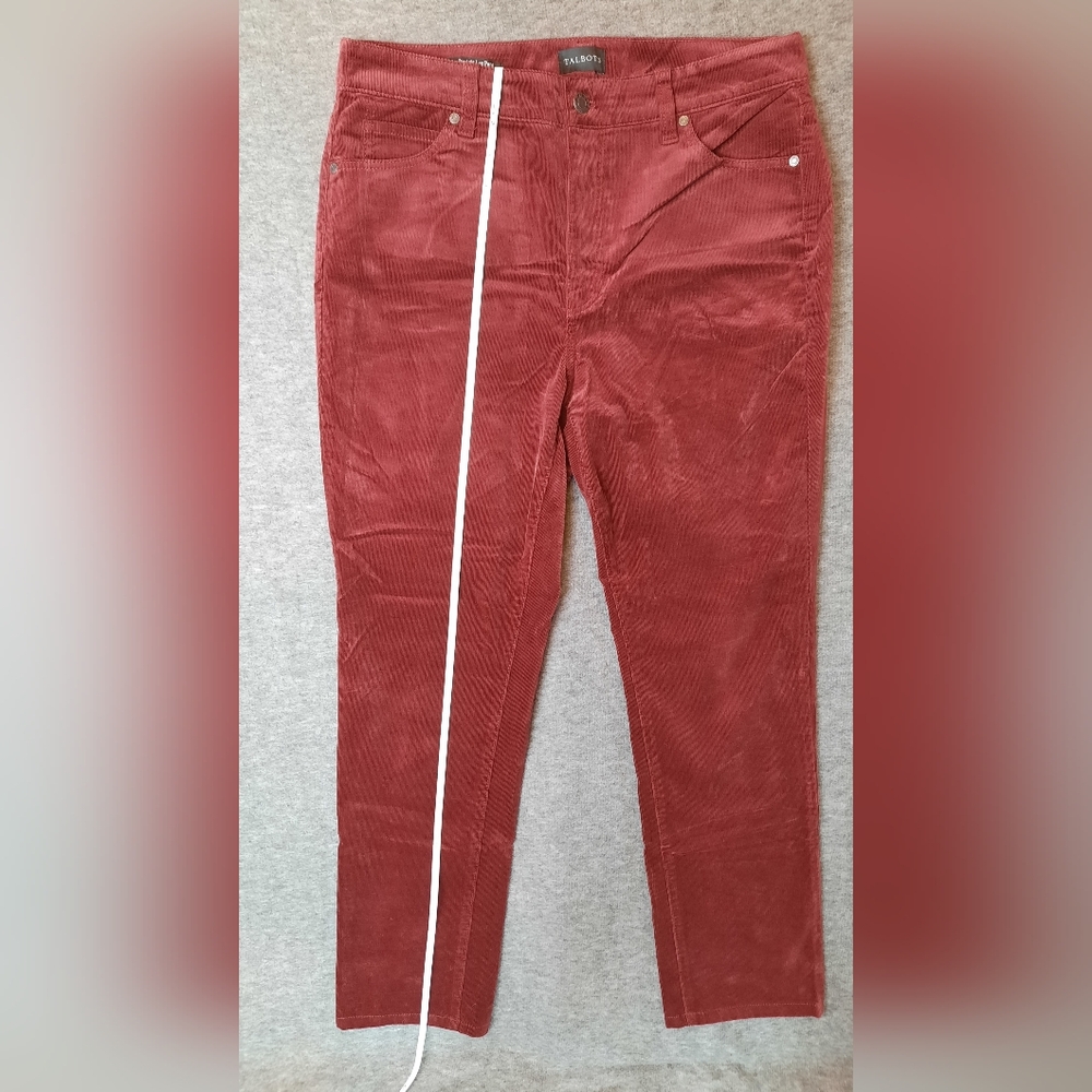 Talbots Pants Womans 10P Red Burgundy Corduroy Straight Leg Classic Workwear - Picture 5 of 13